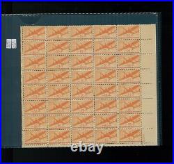 1941 United States Air Mail Postage Stamp #C31 Plate No 22779 Mint Partial Sheet