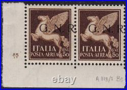 1944 RSI, Air Mail 118 / I Brescia 50 cent. Bruno MNH / PAIR WITH TABLE NUM