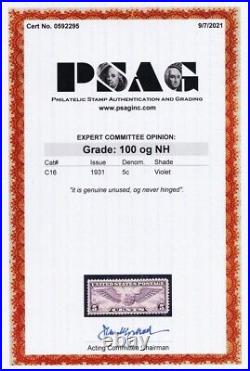 C16, Mint NH Superb GEM 5¢ With PSAG Graded 100 Certificate - Stuart Katz