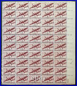 C28 TWIN-MOTORED TRANSPORT PLANE Sheet of 50 US Airmail 1? 5¢ Stamps MNH 1941