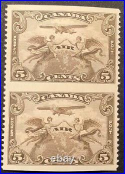 Canada air post stamps 1928 Sc. C1c VF & fresh MNH 5c vert pair imperf horiz