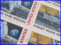 FIRST MAN ON THE MOON 1969 Commemorative Stamps US #C76 Air Mail Sheet Signed