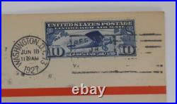 Lindbergh Scott C10 Stamp Via Chicago Air Mail Letter Jun 18, 1927 Early Issue