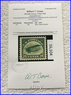 Mystamps US C2, 16 cent Airmail 1918, MNH OG, Certified