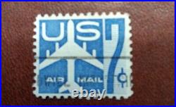 Rare War Time blue Us Airmail 7 Cent Postage stamp