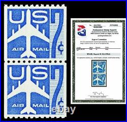 Scott C52 1958 7c Blue Airmail Coil Pair Mint Graded Superb 98 NH with PSE CERT