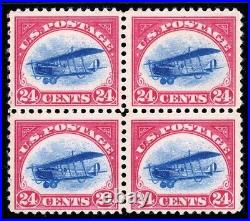 USAstamps Unused FVF US 1918 Airmail Jenny Block Scott C3 OG MH, MNH SCV $390