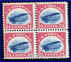 USAstamps Unused FVF US 1918 Airmail Jenny Block of 4 Scott C3 OG MHR, MNH