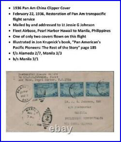 US Airmail Cover Pan Am China Clipper Alameda to Manila via Honolulu Hawaii 1936