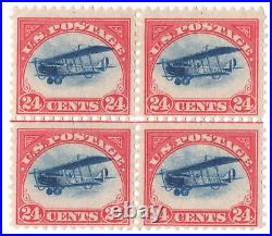 US # C3 MINT OG H GUIDE LINE BLOCK OF 4 24c JENNY CURTIS AIRMAIL FROM 1918