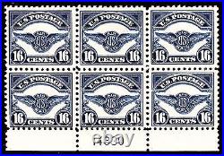 US C5 16c Air Mail Mint Plt Block of 6 #14830 VF OG LH SCV $1450