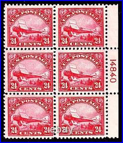 US C6 24c Air Mail Mint Plate Block of 6 #14840 VF OG NH SCV $2850