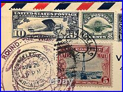 US Graff Zeppelin 1929 RARE First Flight Round The World Airmail Cover 4R099