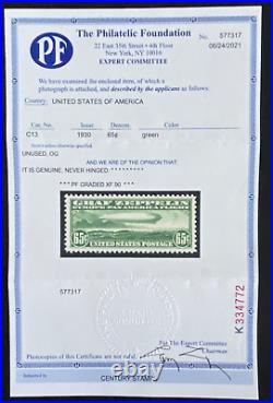 US Stamps, Scott C13 65c 1930 airmail 2021 PF GC XF 90 M/NH. Very fresh