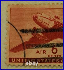 U. S. POSTAGE AIR MAIL Red 6 ¢ Stamp Cancelled/Posted c. 1941 Z01
