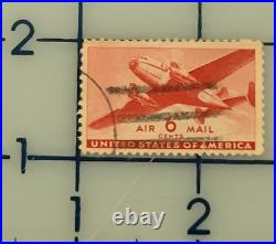 U. S. POSTAGE AIR MAIL Red 6 ¢ Stamp Cancelled/Posted c. 1941 Z01