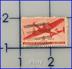 U. S. POSTAGE AIR MAIL Red 6 ¢ Stamp Cancelled/Posted c. 1941 Z02