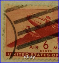 U. S. POSTAGE AIR MAIL Red 6 ¢ Stamp Cancelled/Posted c. 1941 Z04