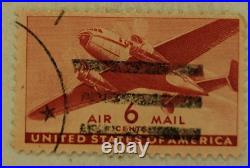 U. S. POSTAGE AIR MAIL Red 6 ¢ Stamp Cancelled/Posted c. 1941 Z05