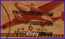 U. S. POSTAGE AIR MAIL Red 6 ¢ Stamp Cancelled/Posted c. 1941 Z05
