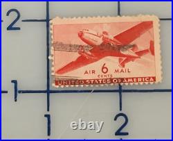 U. S. POSTAGE AIR MAIL Red 6 ¢ Stamp Cancelled/Posted c. 1941 Z06