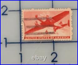 U. S. POSTAGE AIR MAIL Red 6 ¢ Stamp Cancelled/Posted c. 1941 Z07