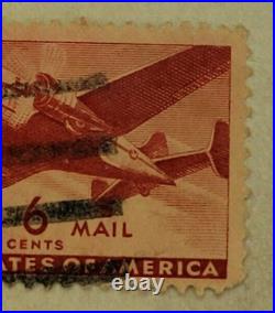U. S. POSTAGE AIR MAIL Red 6 ¢ Stamp Cancelled/Posted c. 1941 Z11
