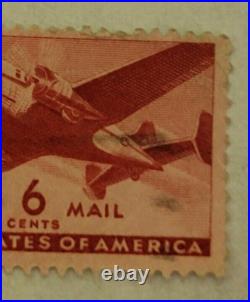 U. S. POSTAGE AIR MAIL Red 6 ¢ Stamp Cancelled/Posted c. 1941 Z15
