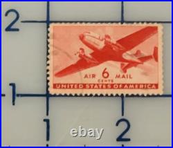 U. S. POSTAGE AIR MAIL Red 6 ¢ Stamp Cancelled/Posted c. 1941 Z15