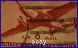U. S. POSTAGE AIR MAIL Red 6 ¢ Stamp Cancelled/Posted c. 1941 Z16