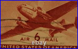 U. S. POSTAGE AIR MAIL Red 6 ¢ Stamp Cancelled/Posted c. 1941 Z18