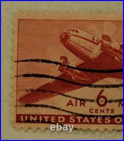 U. S. POSTAGE AIR MAIL Red 6 ¢ Stamp Cancelled/Posted c. 1941 Z20