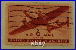 U. S. POSTAGE AIR MAIL Red 6 ¢ Stamp Cancelled/Posted c. 1941 Z21