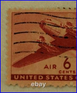 U. S. POSTAGE AIR MAIL Red 6 ¢ Stamp Cancelled/Posted c. 1941 Z21
