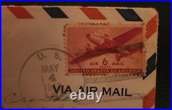 U. S. POSTAGE AIR MAIL Red 6 ¢ Stamp, Envelope and Letter c. 1941 Z15