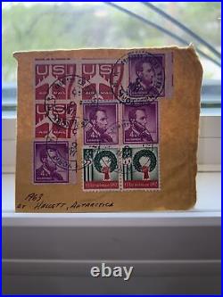 U. S. Postage 4 Abraham Lincoln 4 Cent Stamp Purple 3 US Airmail 2 Christmas 4c