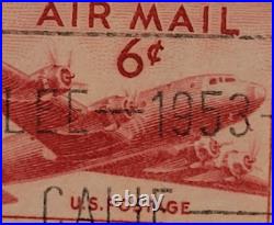U. S. Postage AIR MAIL Red 6¢ Stamp Cancelled/Posted c. 1930