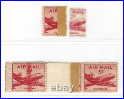 Us 1947 Airmail Six Cents A Unique Error To Date Scott C39 Rotary Press Print